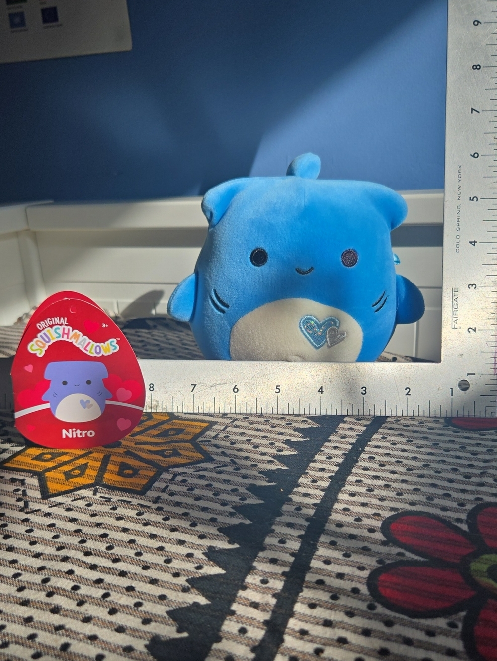 Squishmallows Nitro Blue Plush with Heart Patch